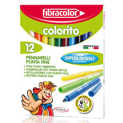 Pennarelli Fibracolor colorito 12 lavabile