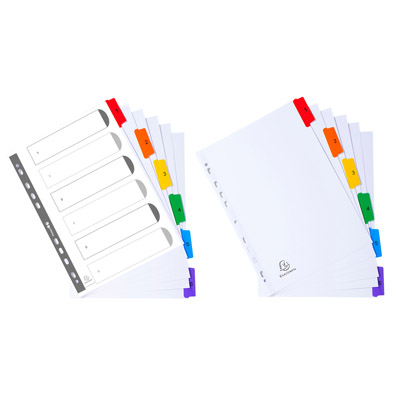 Intercalare bianco 6 tacche multicolori numerate