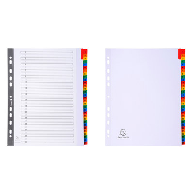 Intercalare maxi bianco 31 tacche multicolori numerate