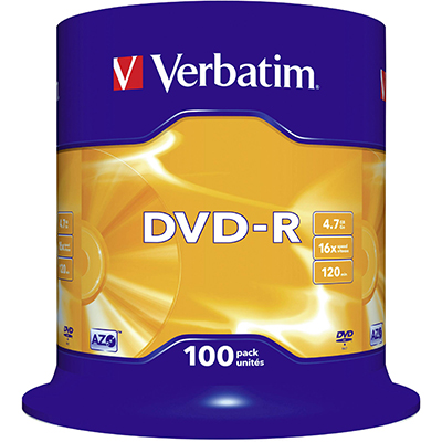 DVD-R 16X VERBATIM 4.7 GB CAMPANA PZ.100